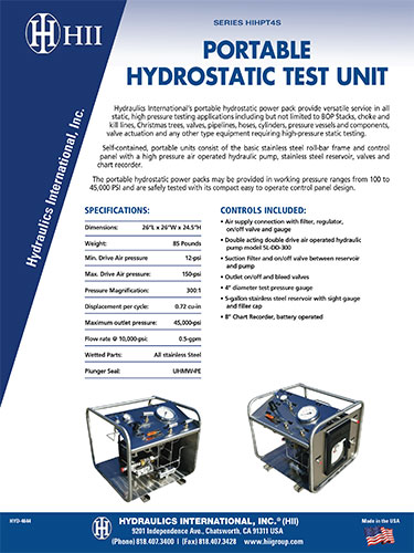 Portable Hydrostatic Test Unit