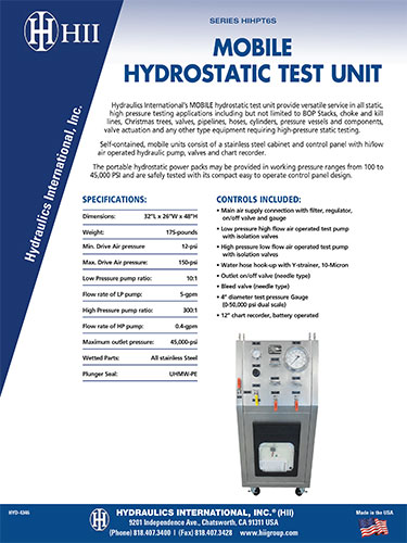 Mobile Hydrostatic Test Unit